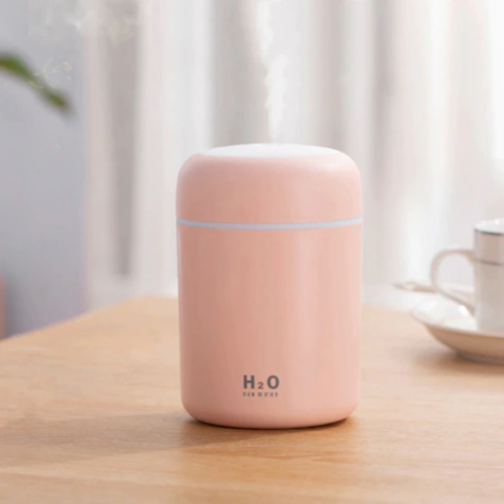 Umidificator Premium Difuser, 2 Moduri de Functionare a Luminilor si a Evaporarii Apei, Aromaterapie, Roz