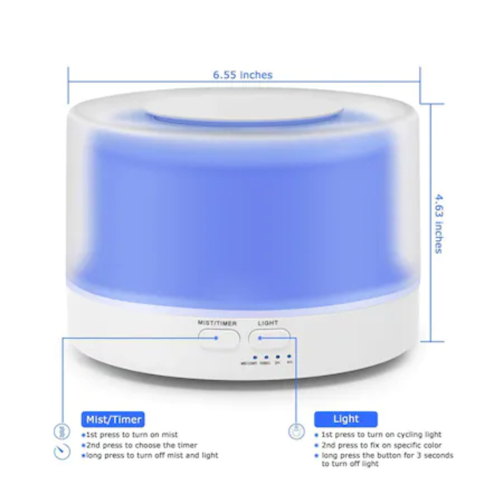 Difuzor de Aroma Terapie, Umidificator, Lampa de Veghe ,700 ml ,Ultrasonic , 7 Culori Cu Telecomanda, Difuzor de Arome si de Ulei Esential