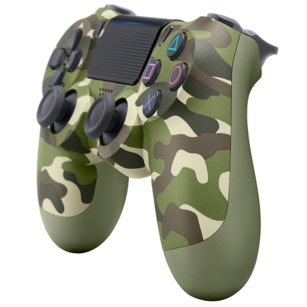 Controller Gamepad Wireless, WAMA, Dualshock, pentru PS4, Conexiune Bluetooth, Difuzor Incorporat, Baterie Incorporata Re-Incarcabila 800mAh, Verde Camuflaj