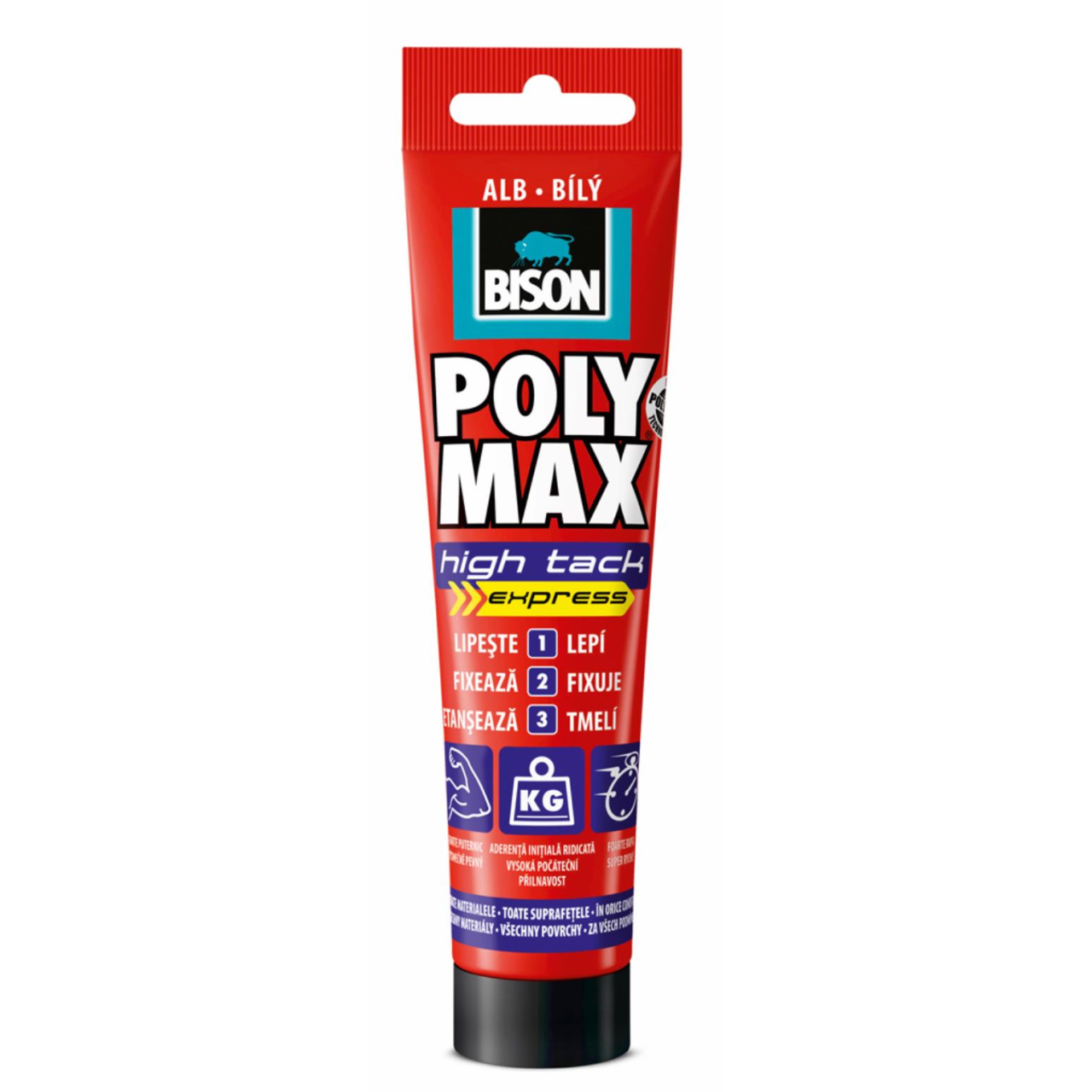 Adeziv si Etanseizant BISON Poly Max High Tack, 165 g, Culoare Alb, Adeziv Universal, Adeziv Multisuprafete, Adeziv Puternic. Adeziv Bison, Adeziv Constructii