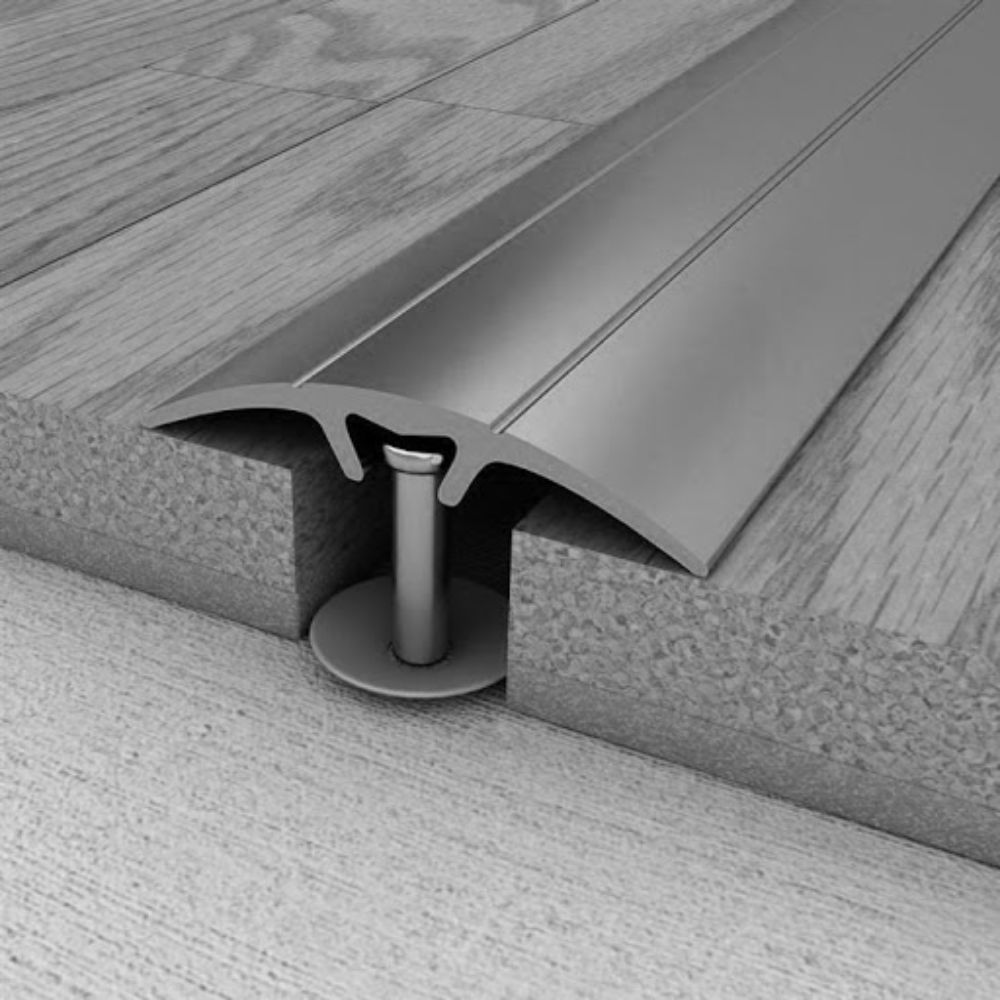 Profil de Trecere cu Functie Dubla cu Surub Ascuns, Aluminiu, 50 mm x 2.7 m, Culoare Nuc, Profil Trecere, Profil Trecere Gresie, Profil Trecere Parchet