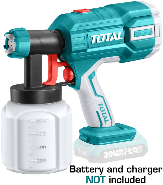 Total - Pistol De Vopsit - 800ml - Li-ion - 20v (nu Include Acumulator Si Incarcator)