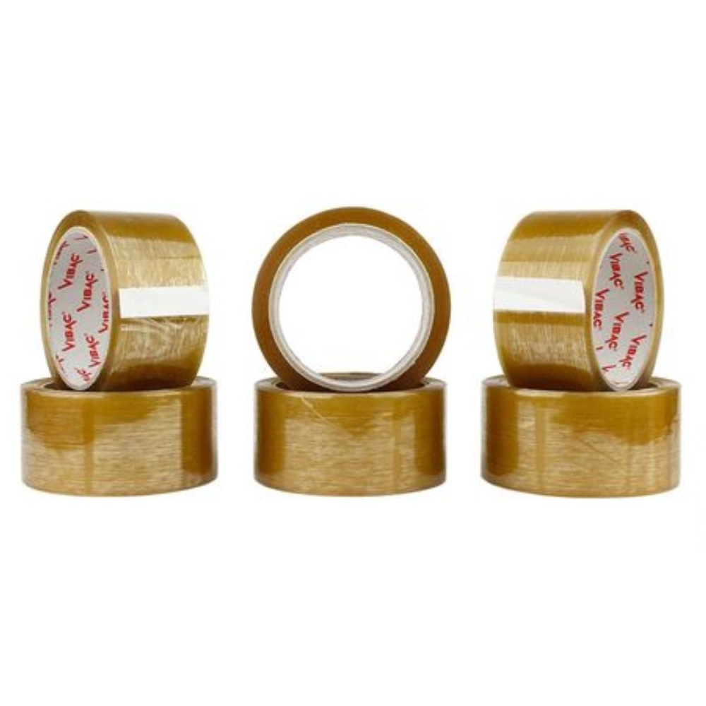 Set 6 Role Banda Adeziva VIBAC Solvent, 48mm x 60m, Benzi Transparente pentru Ambalare