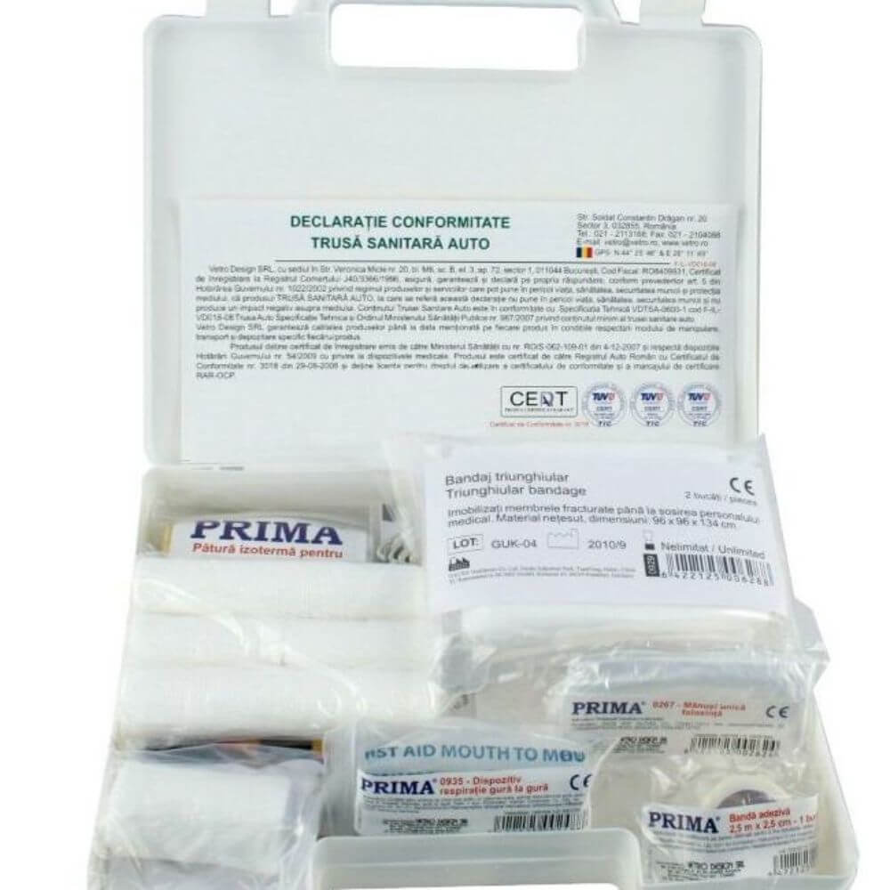 Trusa Medicala de Prim Ajutor pentru Autoturisme, Avizata MS si Licentiata RAR, Valabilitate 24 Luni, Trusa Sanitara de Prim Ajutor Auto, Trusa Prim Ajutor Auto, Kit-uri Siguranta Auto, Truse Sanitare Prim Ajutor Auto, Truse Medicale Auto