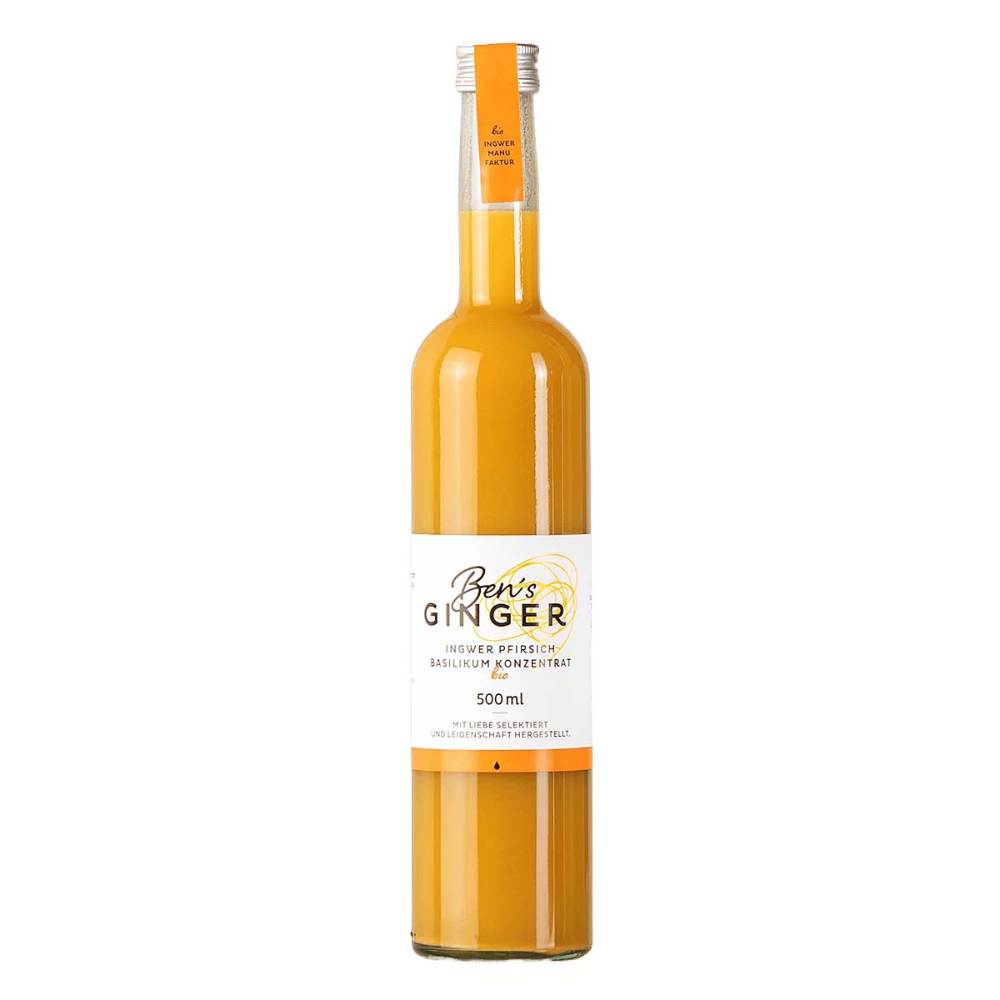 Ben's Ginger Piersici &amp; Busuioc Bio, 0.5 L
