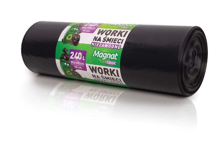 Saci Plastic Reciclat, Standard, 240l, 87x140cm, 35 Microni, 10buc/rola, Resaco - Negri Saci Plastic Reciclat, Standard, 240l, 87x140cm, 35 Microni, 10buc/rola, Resaco - Negri