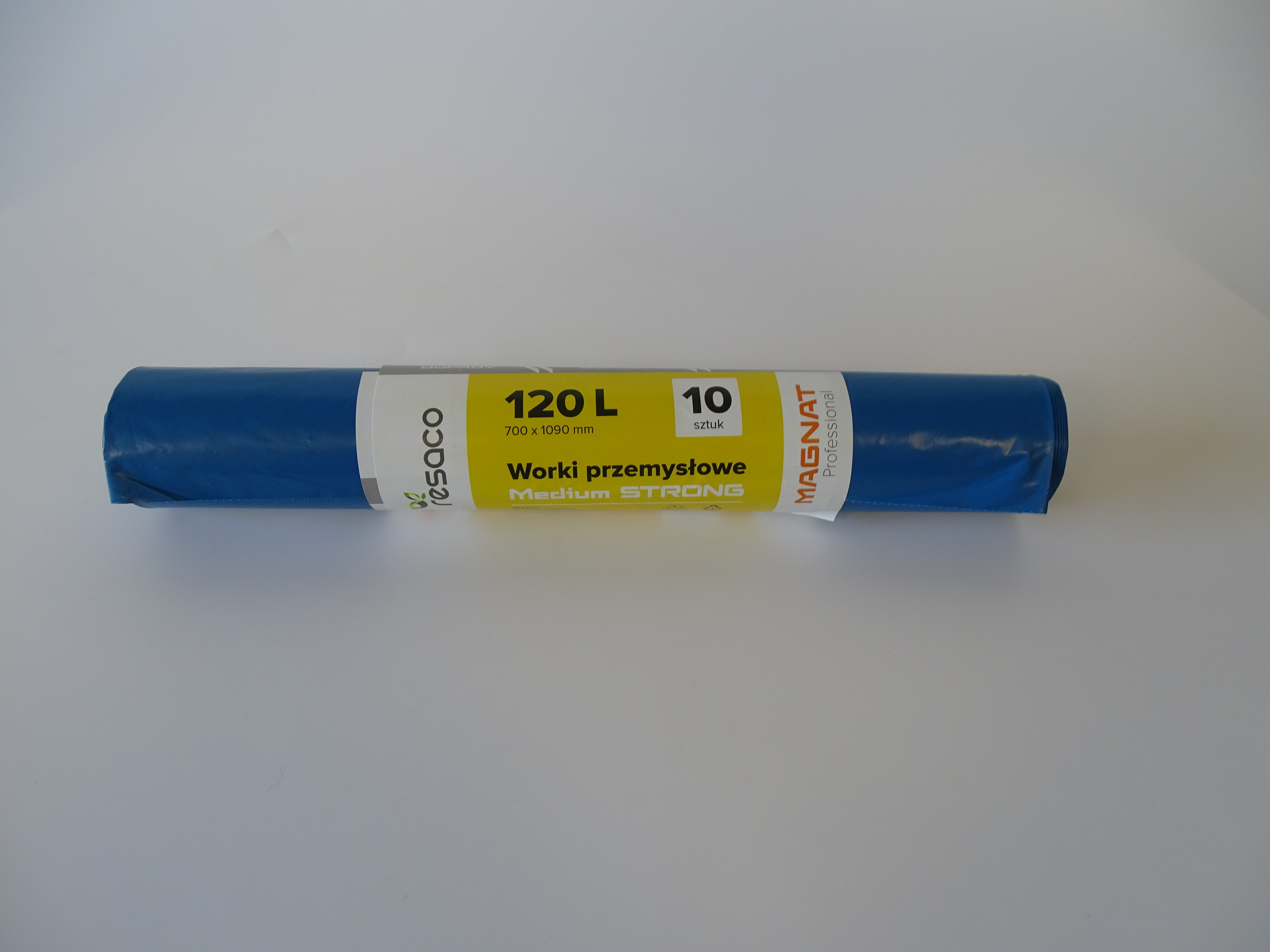 Saci Plastic Reciclat, Rezistenti, 120l, 70x109cm, 47 Microni, 10buc/rola, Resaco - Albastri