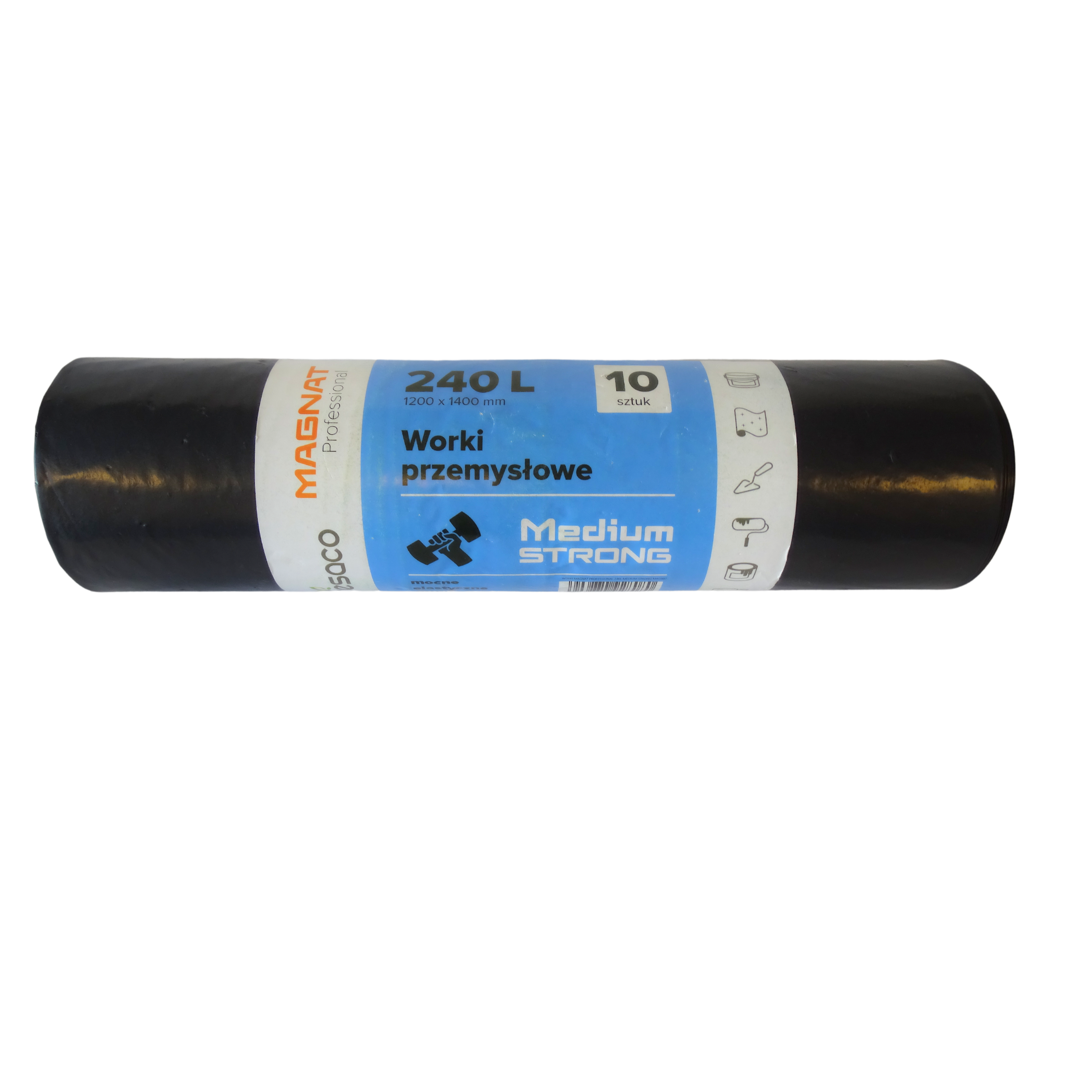 Saci Plastic Reciclat, Rezistenti, 240l, 120x140cm, 44 Microni, 10buc/rola, Resaco - Negri