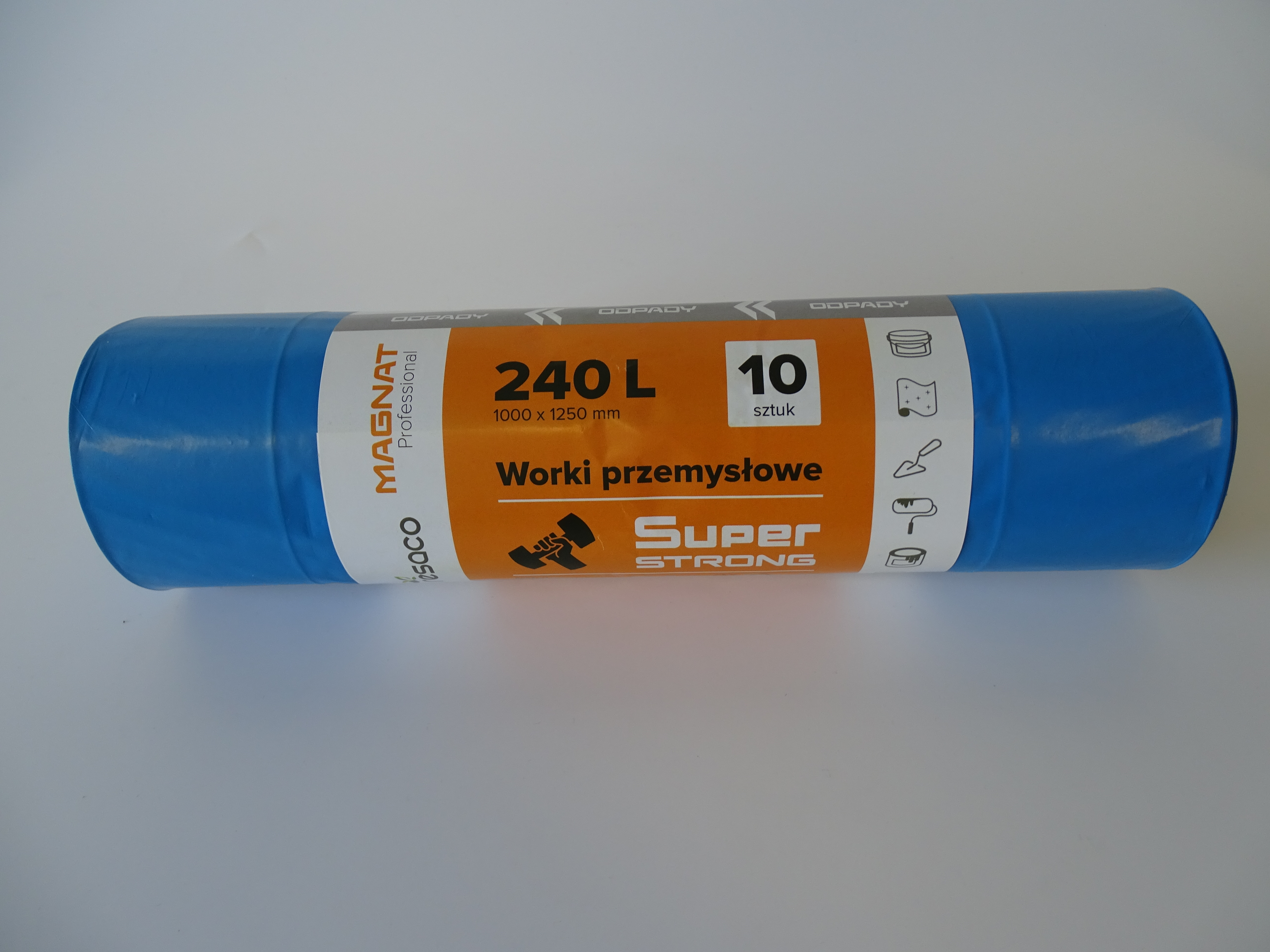 Saci Plastic Reciclat, Super Rezistenti, 240l, 100x125cm, 57 Microni, 10buc/rola, Resaco - Albastri