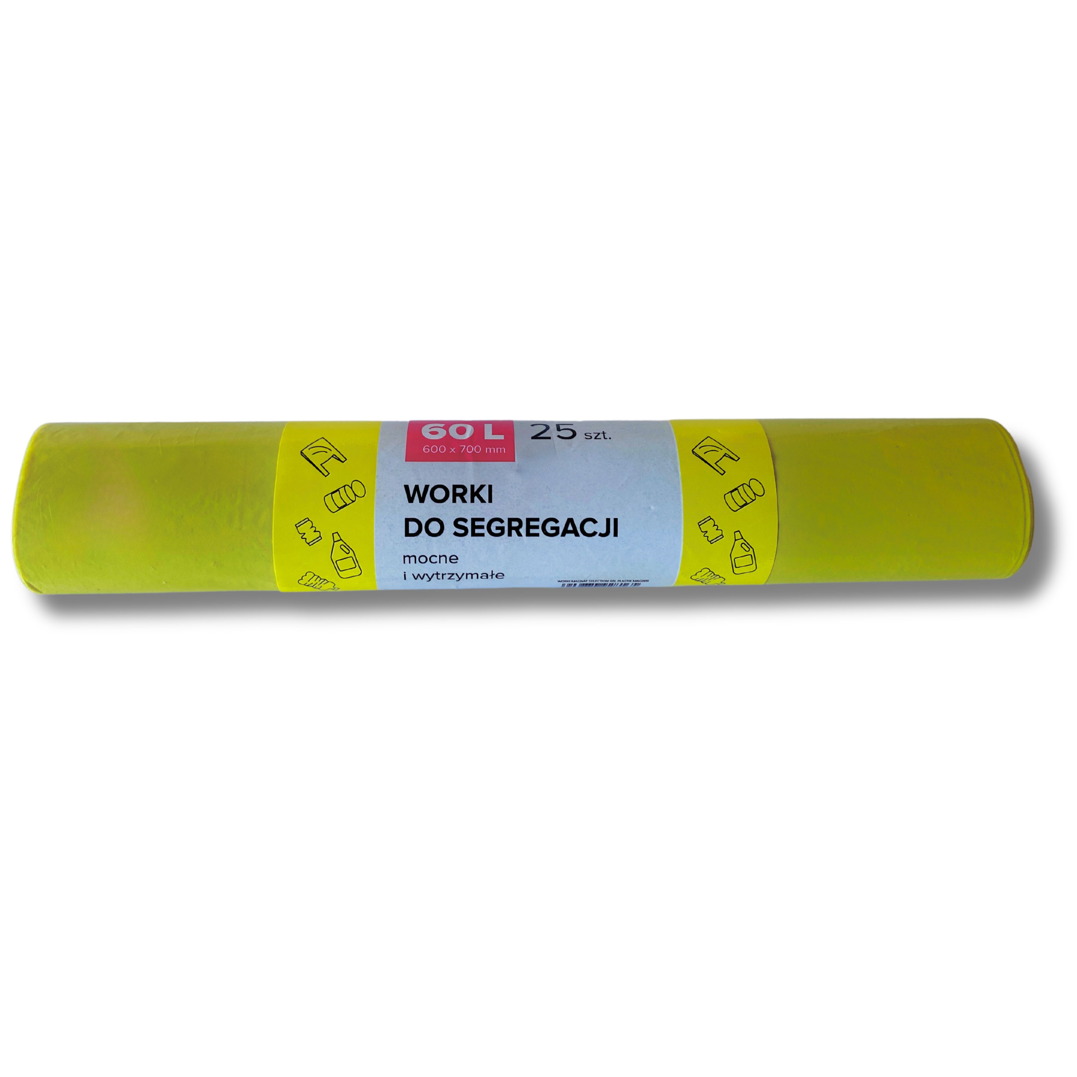 Saci Plastic Reciclat, Standard, 60l, 60x70cm, 20 Mic, 25buc/rola, Resaco - Galbeni - Deseuri Plast