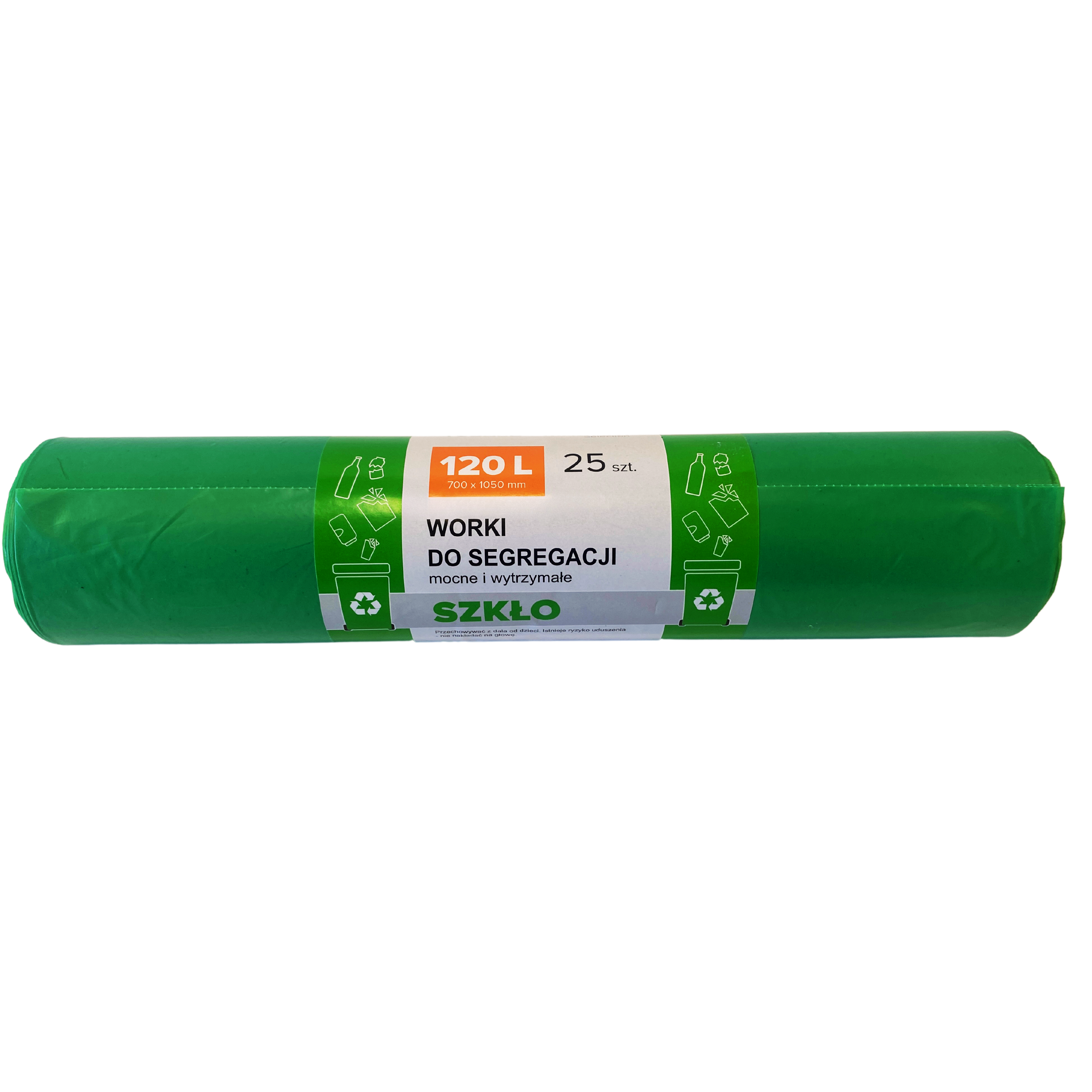 Saci Plastic Reciclat, Standard, 120l, 69x105cm, 38 Mic, 25buc/rola, Resaco - Verzi - Deseuri De Sti