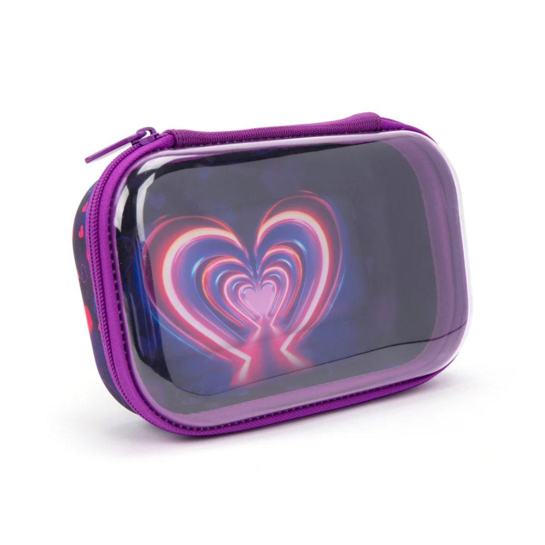 Penar Cu Fermoar Zipit Clear Top Storage Box - Neon Heart