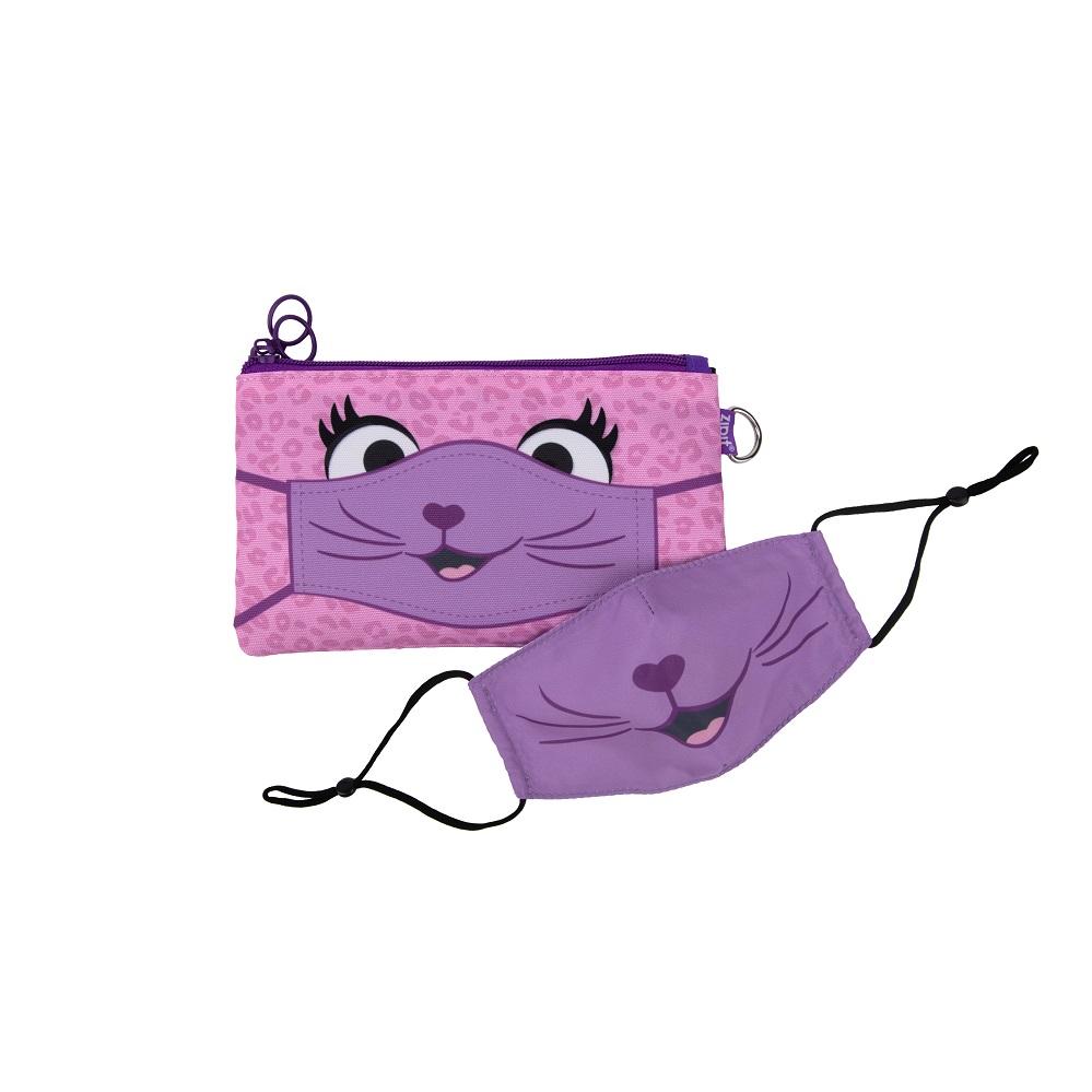 Penar Dublu Cu Fermoar Si Masca Material Textil, Zipit Face-it Creature - Roz