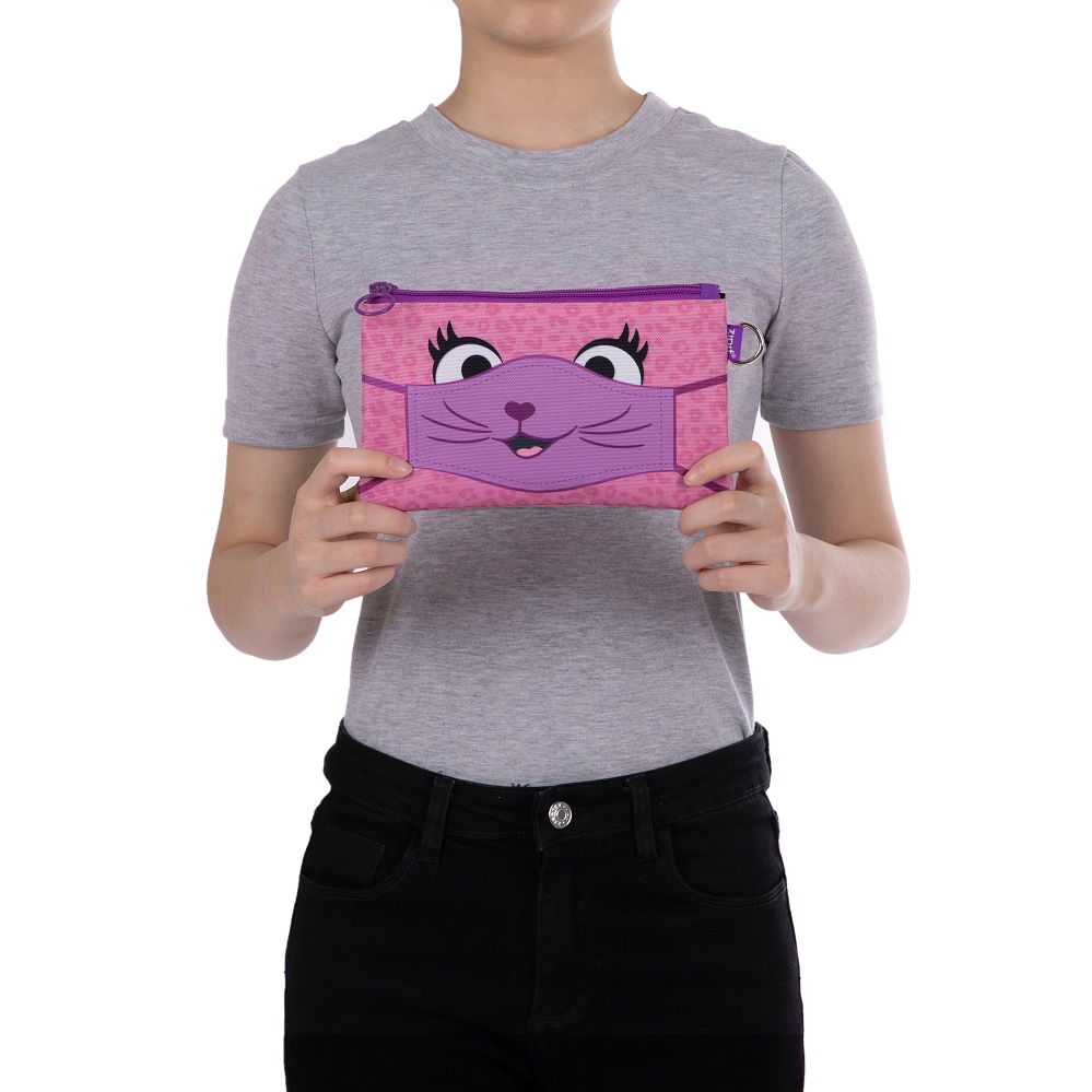 Penar Dublu Cu Fermoar Si Masca Material Textil, Zipit Face-it Creature - Roz