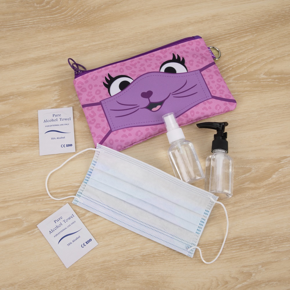 Penar Dublu Cu Fermoar Si Masca Material Textil, Zipit Face-it Creature - Roz